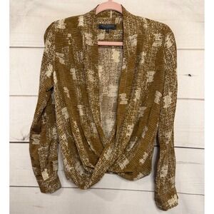 Waverly Grey Women's Brown Abstract Print Twisted Front Silk Blouse XS